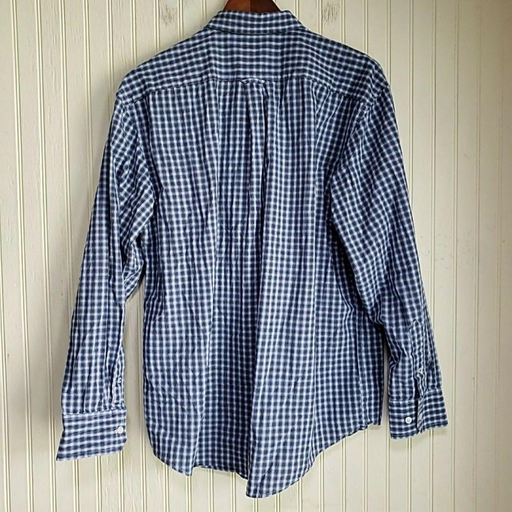 IZOD Shirt Mens Large Blue Check Long Sleeve 100% Cotton Button-Down Casual - Picture 3 of 10